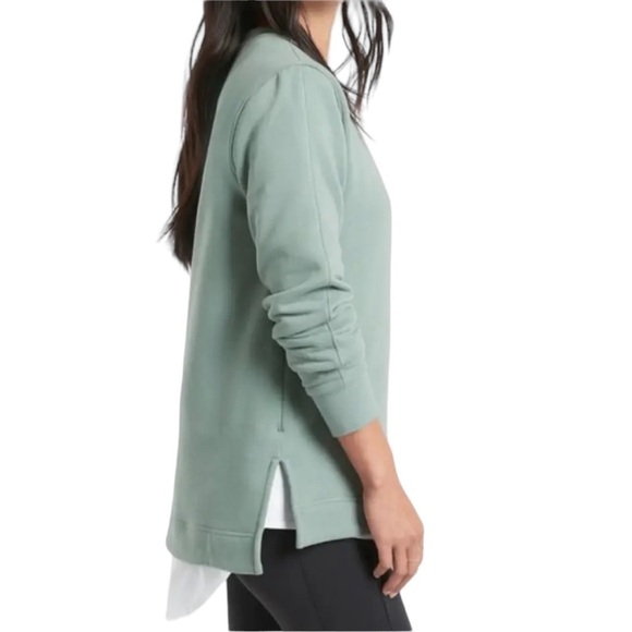 Athleta Retroplush Crewneck Sweatshirt Oversized Minimalistic Grey Green Sz XS - Picture 2 of 13